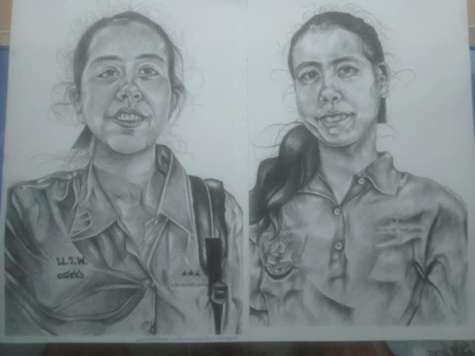 รับวาดภาพเหมือนบุคคล realistic portrait pencil sketch