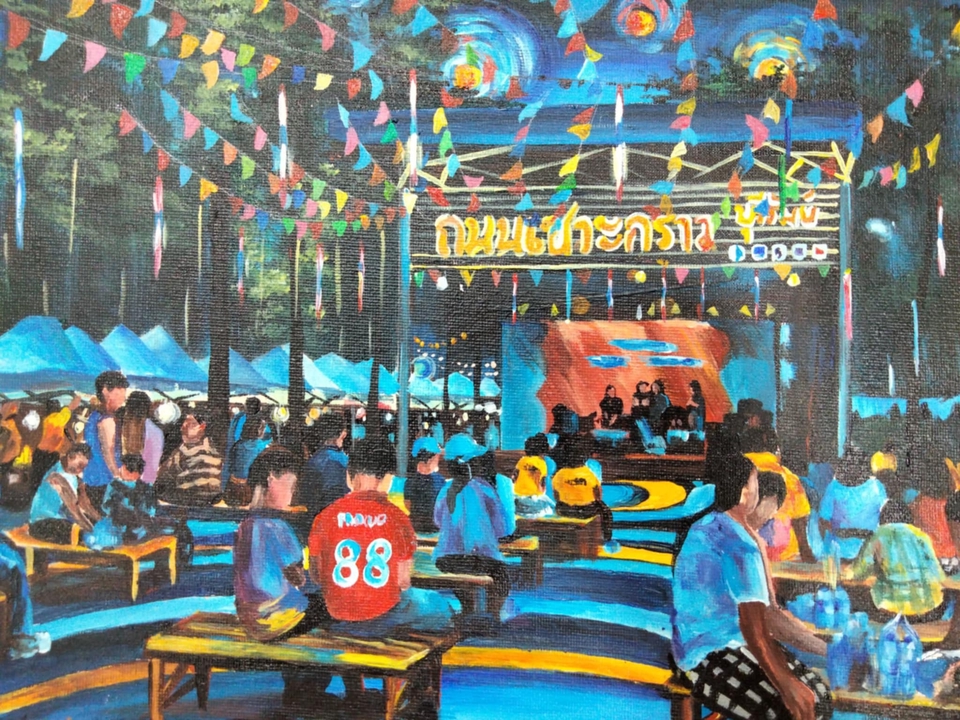 รับวาดภาพเหมือนภาพสีน้ำมัน งานศิลปะ ตลาดกลางคืน