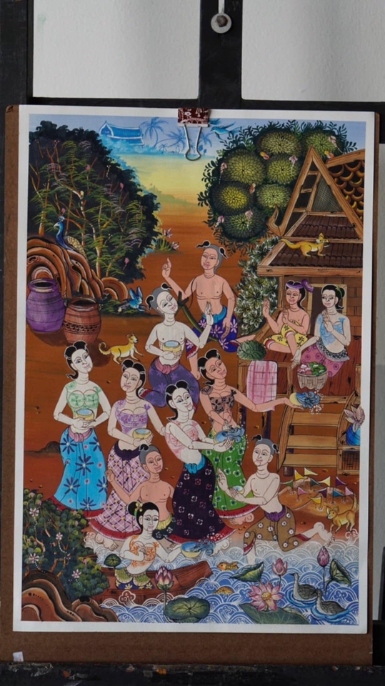 รับวาดภาพเหมือนไทย สไตล์ภาพเขียนสีน้ำมัน กลุ่มคน ภาพประกอบ