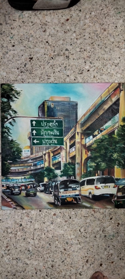 รับวาดภาพเหมือนสีน้ำมัน ภาพเมืองไทย รถตุ๊กตุ๊ก