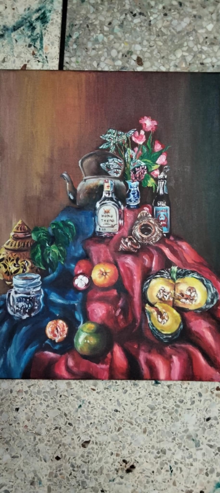 รับวาดภาพเหมือนสไตล์เรียบง่าย ผลงานภาพเขียนสีน้ำมัน