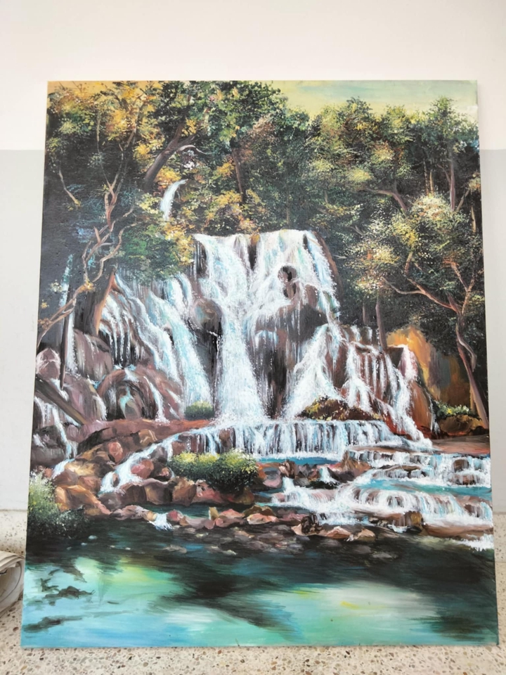 รับวาดภาพเหมือนธรรมชาติ น้ำตก ป่าไม้ ภาพวาดสีน้ำมัน