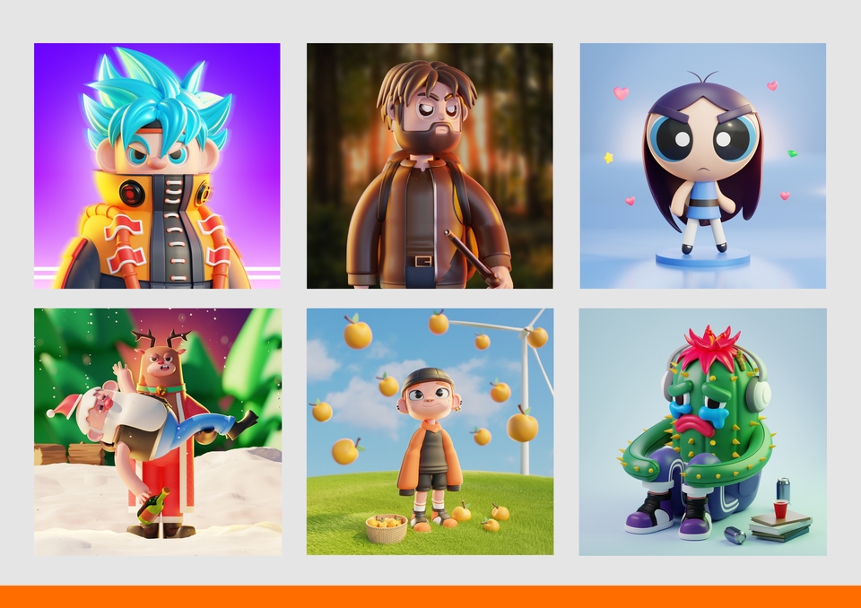 ออกแบบ Character & Mascot - Character & Mascot Modeling เปลี่ยนภาพของคุณ ให้กลายเป็นตัวละคร 3 มิติ - 3