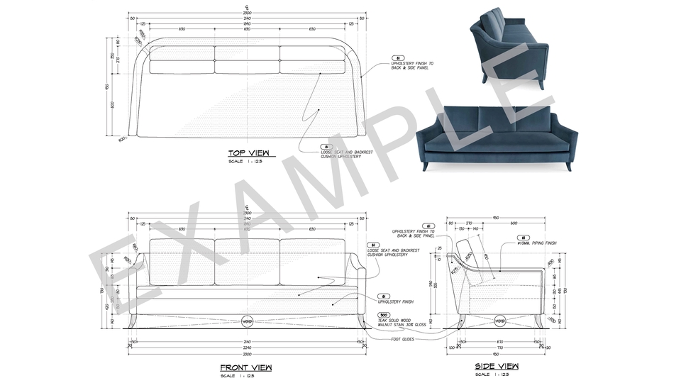 แบบตกแตงภายใน Interior แบบเฟอร์นิเจอร์ลอยตัว แบบเพื่อผลิต แบบนำเสนอ โซฟา 3 ที่นั่ง sofa