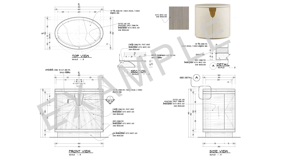 แบบตกแตงภายใน Interior แบบเฟอร์นิเจอร์ลอยตัว ตู้ข้างเตียง โต๊ะข้างเตียง side table night table