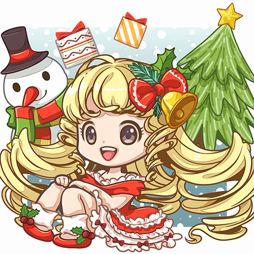 วาดภาพเวกเตอร์คริสต์มาส น่ารัก สาวผมทอง