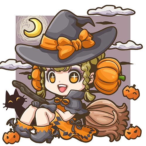 ภาพวาดเวกเตอร์แม่มดน้อยน่ารัก ฮาโลวีน เวกเตอร์ประกอบ