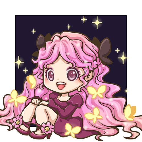 วาดภาพเวกเตอร์การ์ตูนน่ารัก ผมชมพู ผีเสื้อ