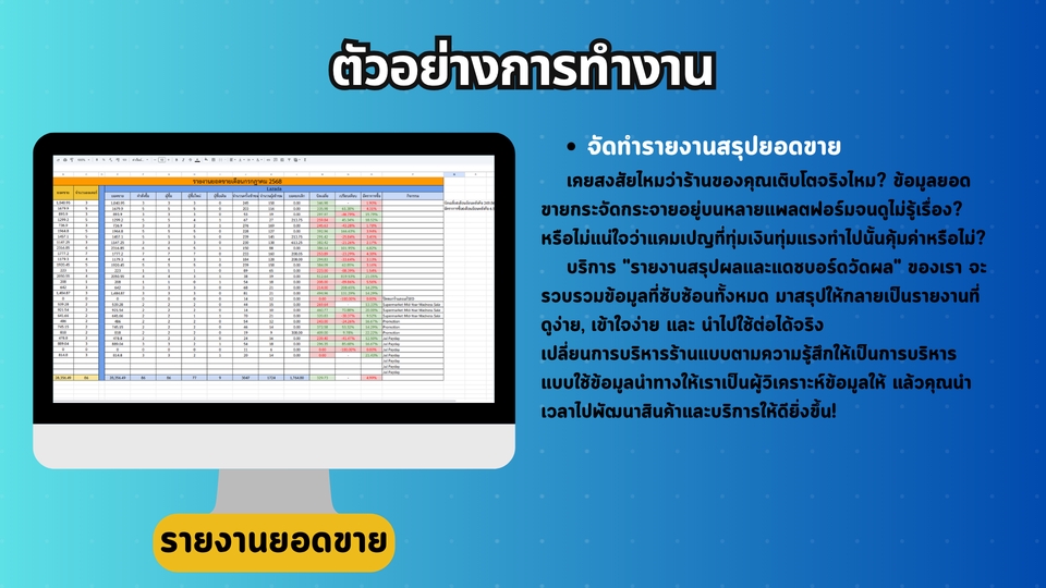 ตัวอย่างรายงานยอดขายสำหรับแอดมินดูแลร้านค้าออนไลน์