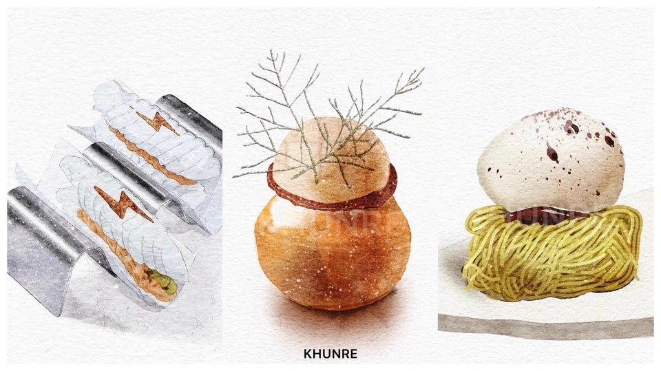 วาดภาพอาหาร สีน้ำ ดิจิตอล