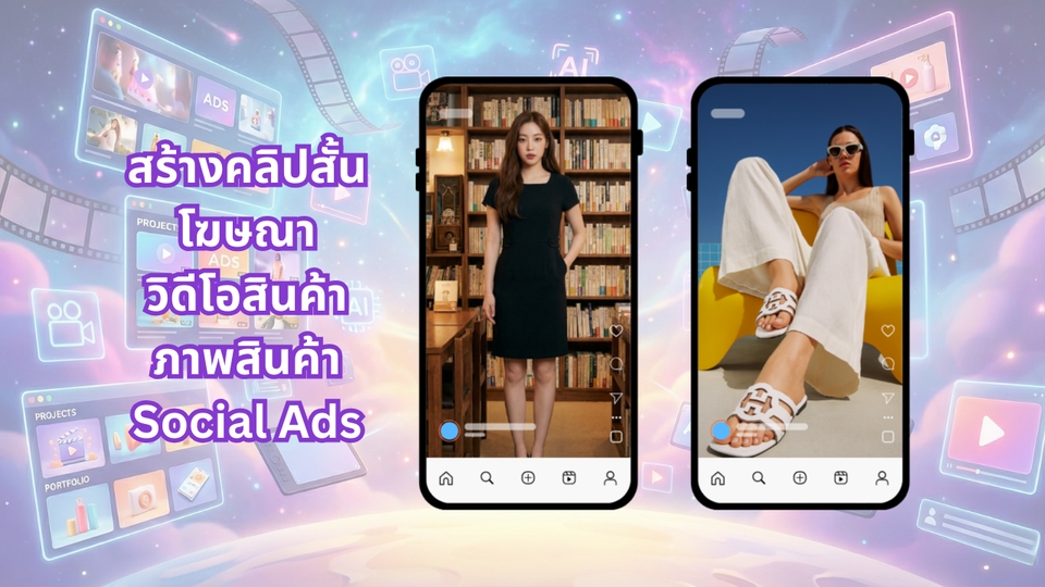 บริการ VDO Production ด้วย AI ครบวงจร
สร้างสรรค์คลิปสั้น โฆษณา และวิดีโอโปรโมทสินค้า