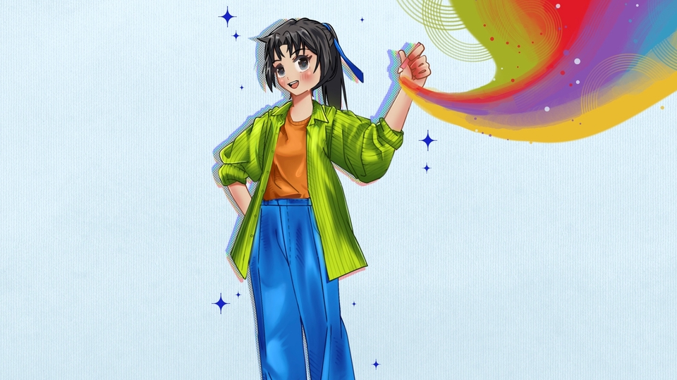 รับวาดรูปการ์ตูนอนิเมะน่ารัก สไตล์มินิมอล สีสันสดใส