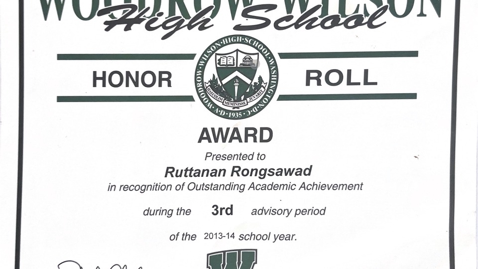 ล่ามแปลภาษาประกาศนียบัตรเกียรติคุณรัตตนาน รางวัลผลการเรียนยอดเยี่ยม