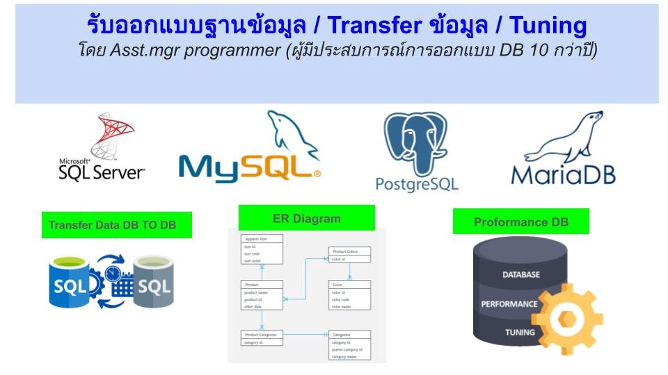 ออกแบบฐานข้อมูล / Transfer ข้อมูล / Turing ฐานข้อมูล