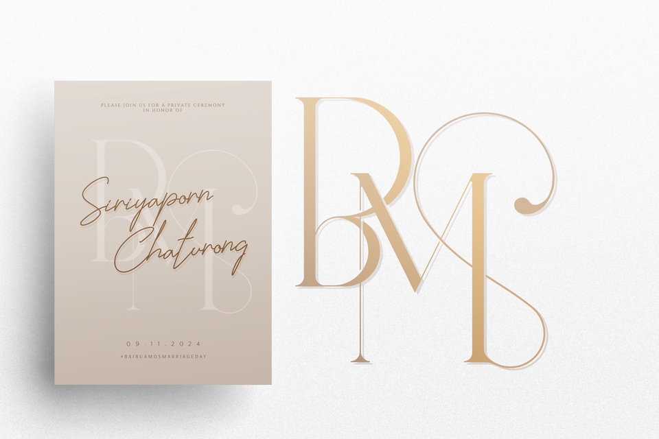 รับออกแบบโลโก้หรูหรา โลโก้BM งานแต่งงาน