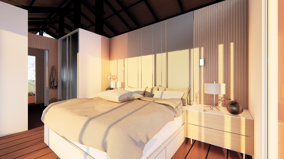 ภาพเรนเดอร์ห้องนอน ขึ้น 3D