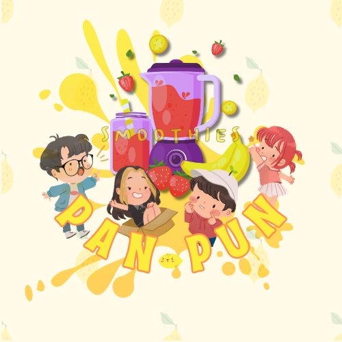 ออกแบบแบนเนอร์Canva น่ารัก สไตล์การ์ตูน ผลไม้ปั่น