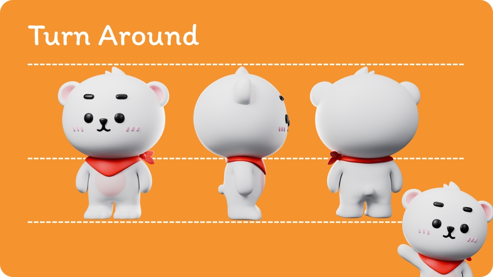 รับปั้นโมเดล3D หมีน้อยน่ารัก 3D packshot