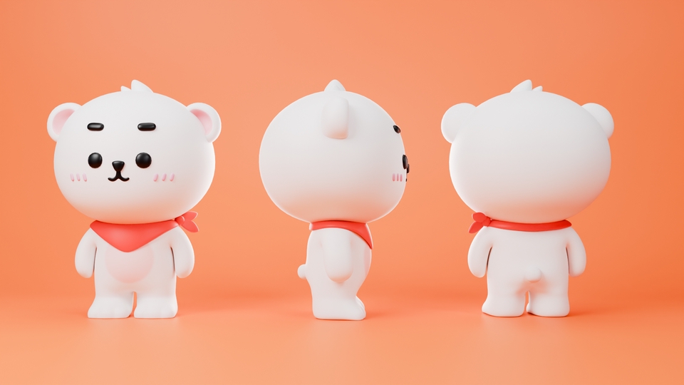 รับปั้นโมเดล3D หมีขาวน่ารัก แบบ3มิติ