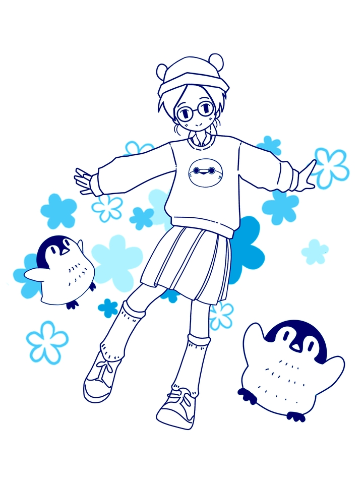 ออกแบบตัวละครสไตล์ญี่ปุ่นน่ารัก พร้อมเพนกวิน