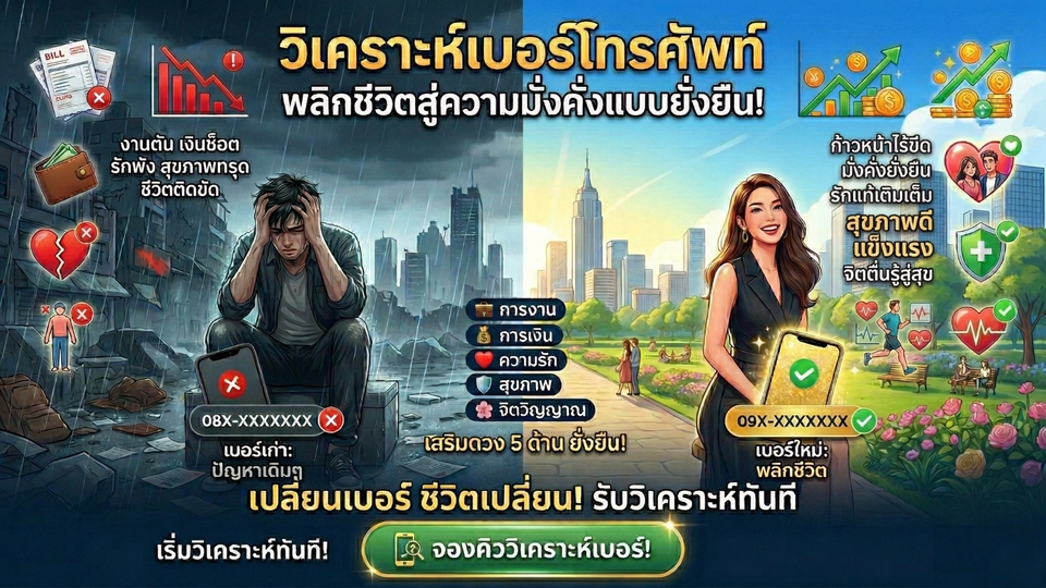 วิเคราะห์เบอร์โทร/เลขบัตรประชาชน สร้างชีวิตดีขึ้น ดวงดีขึ้น พบกับความสำเร็จ สุขภาพ การเงิน ที่ดี