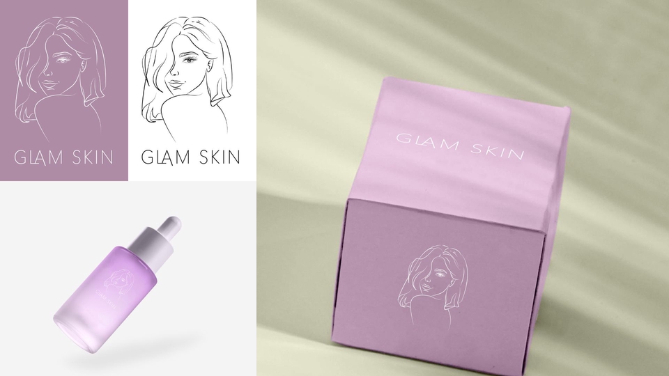 รับออกแบบโลโก้ Glam Skin โลโก้สวยหรูดูแพง สไตล์มินิมอล