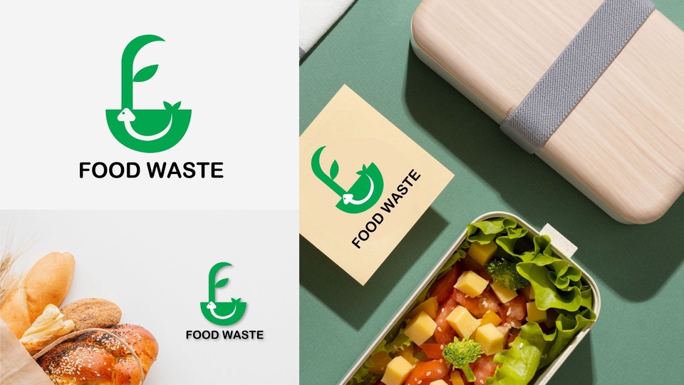 ออกแบบโลโก้ร้านอาหารลดอาหารเหลือทิ้ง  โลโก้สีเขียว