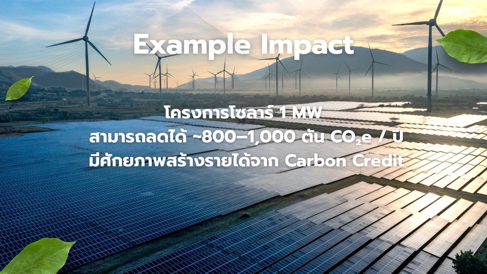 ตัวอย่างผลลัพธ์โครงการที่สามารถลดการปล่อย CO₂ และสร้าง Carbon Credit
