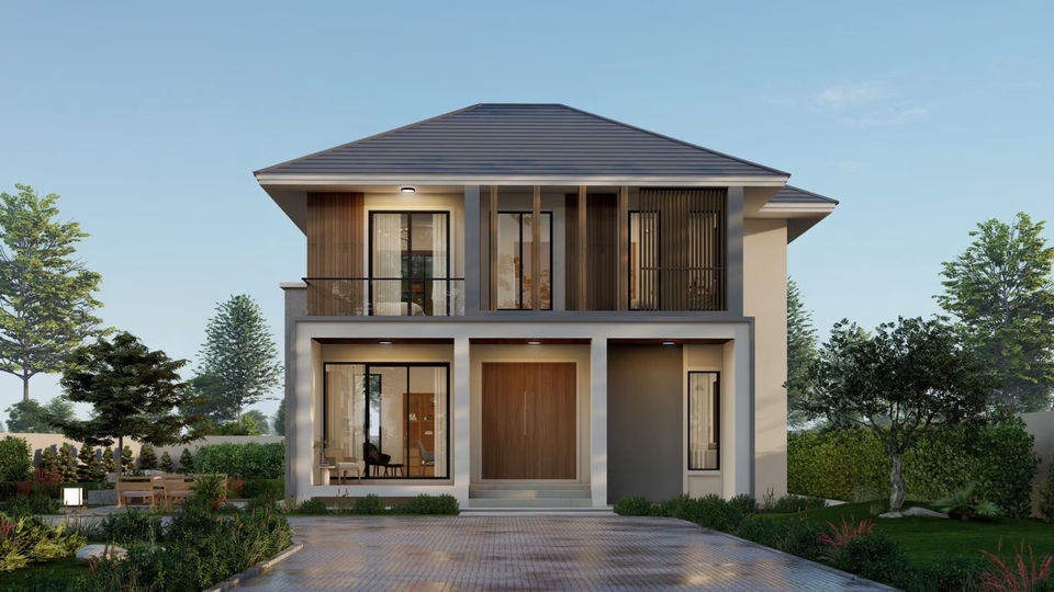 รับออกแบบบ้านสองชั้นสไตล์โมเดิร์น ออกแบบตกแต่งภายใน