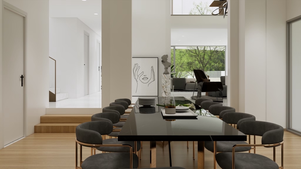 รับออกแบบตกแต่งภายในบ้านหรู ห้องรับประทานอาหารสวยงาม