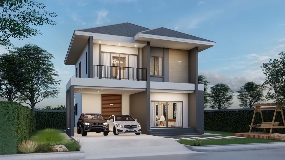 รับออกแบบบ้านสองชั้น สวยทันสมัย ออกแบบภายใน