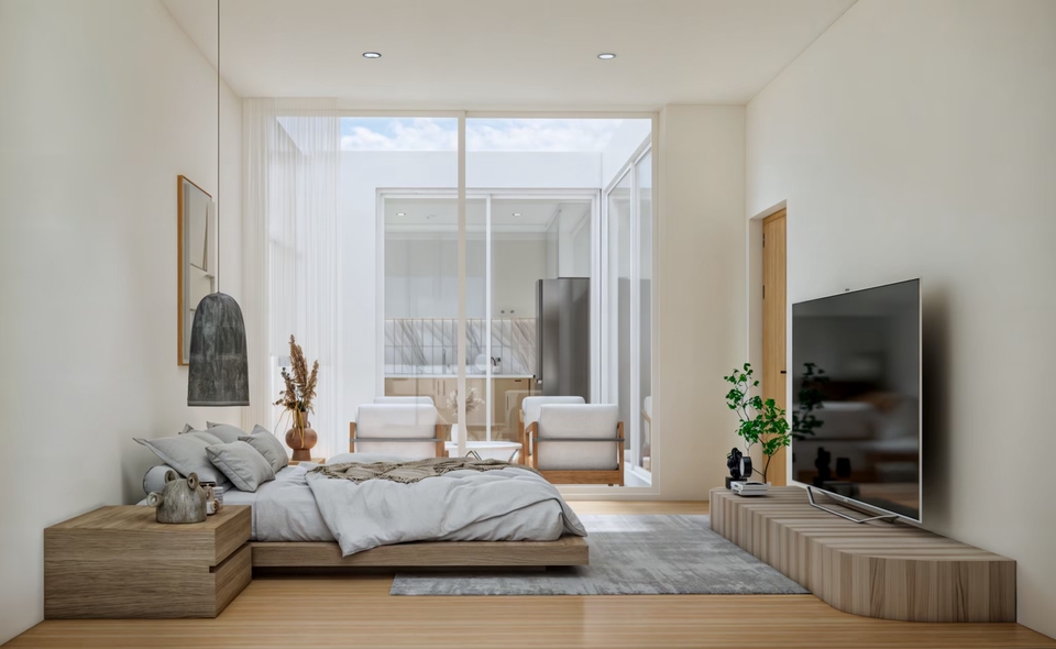 รับออกแบบตกแต่งภายในบ้านสไตล์โมเดิร์น ห้องนอนสวยหรู