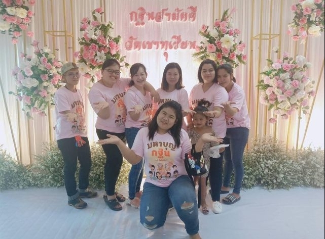 สกรีนเสื้อผ้า - เสื้อยืด บุญกฐิน งานบุญ สายบุญ ครอบครัว ใส่ไปทำบุญ - 22