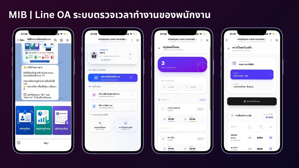 Line OA Liff ระบบตรวจเวลาทำงานของพนักงาน ด้วยการ สแกน QR Code พร้อมสลิปใบเสร็จเงินเดือน