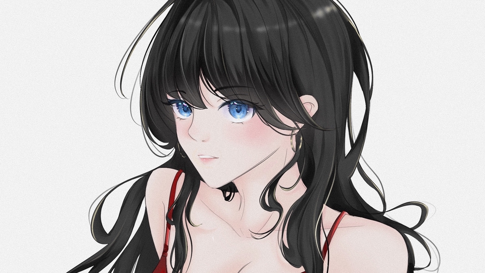 ออกแบบตัวละครอนิเมะสไตล์ญี่ปุ่น ผมดำตาฟ้า คาแรคเตอร์น่ารัก วาดภาพประกอบ