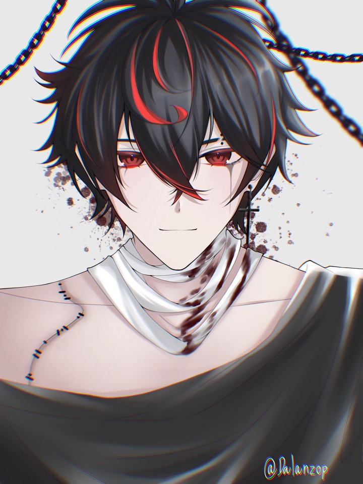 ออกแบบตัวละครอนิเมะสไตล์ญี่ปุ่น ผมดำแดง รับวาดภาพประกอบ